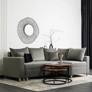 Кутовий диван оксамитовий MEBEL ELITE MARKUS Velvet 238 см Cірий (правий) фотографія