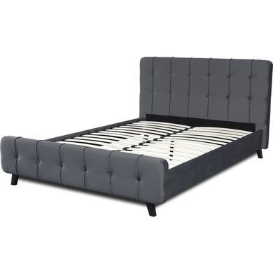 Кровать двуспальная бархатная MEBEL ELITE LINO Velvet 140x200 Серый фотография
