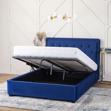 Ліжко двоспальне оксамитове MEBEL ELITE CROS Velvet 140x200 см Синій фотографія