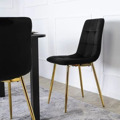 Стул бархатный MEBEL ELITE YORK Velvet, Черный / Золотой фотография
