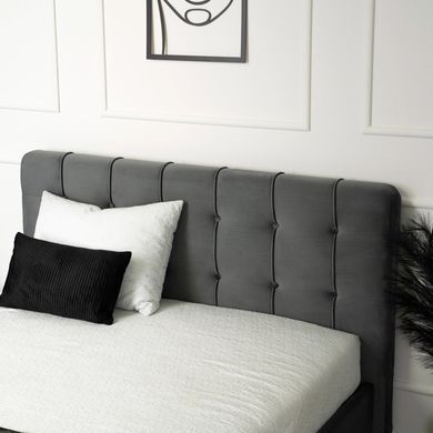 Кровать двуспальная бархатная MEBEL ELITE LINO Velvet 140x200 Серый фотография