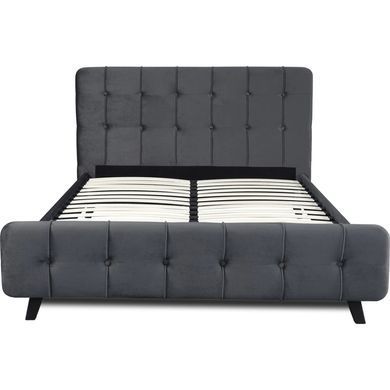 Кровать двуспальная бархатная MEBEL ELITE LINO Velvet 140x200 Серый фотография