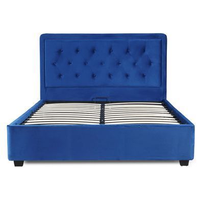 Ліжко двоспальне оксамитове MEBEL ELITE CROS Velvet 140x200 см Синій фотографія