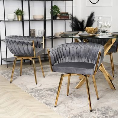 Стілець поворотний оксамитовий MEBEL ELITE RUBI Velvet Сірий фотографія