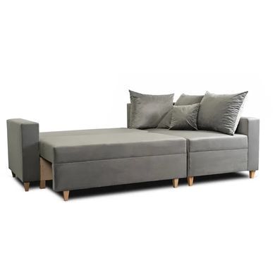 Кутовий диван оксамитовий MEBEL ELITE MARKUS Velvet 238 см Cірий (правий) фотографія