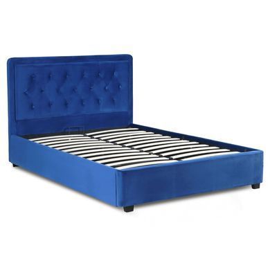 Ліжко двоспальне оксамитове MEBEL ELITE CROS Velvet 140x200 см Синій фотографія