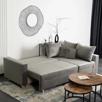 Кутовий диван оксамитовий MEBEL ELITE MARKUS Velvet 238 см Cірий (правий) фотографія