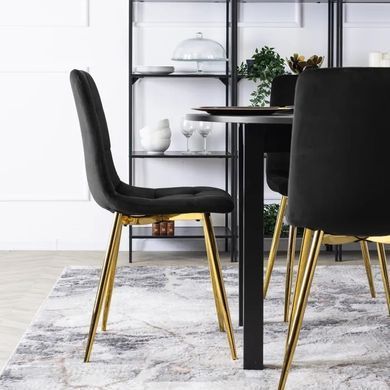Стул бархатный MEBEL ELITE YORK Velvet, Черный / Золотой фотография