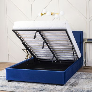 Ліжко двоспальне оксамитове MEBEL ELITE CROS Velvet 140x200 см Синій фотографія