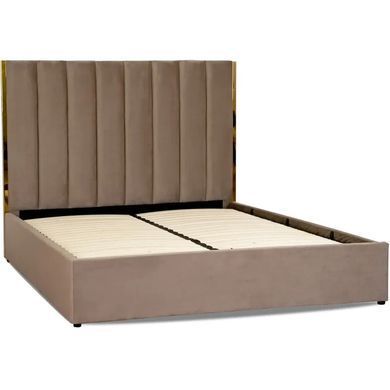 Ліжко двоспальне оксамитове MEBEL ELITE EMILIO Velvet 160x200 см Бежевий фотографія