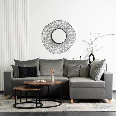 Кутовий диван оксамитовий MEBEL ELITE MARKUS Velvet 238 см Cірий (правий) фотографія