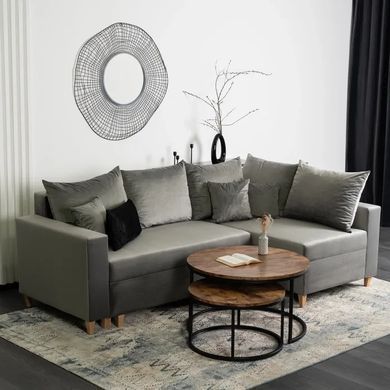 Кутовий диван оксамитовий MEBEL ELITE MARKUS Velvet 238 см Cірий (правий) фотографія