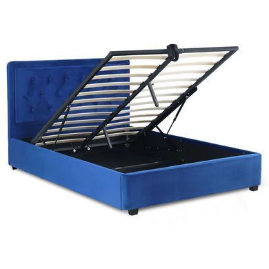 Ліжко двоспальне оксамитове MEBEL ELITE CROS Velvet 140x200 см Синій фотографія