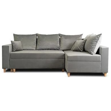 Кутовий диван оксамитовий MEBEL ELITE MARKUS Velvet 238 см Cірий (правий) фотографія