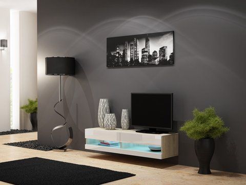 ТВ Тумба VIGO RTV Cama 140 New Дуб Сонома Мат / Білий Глянець фотографія