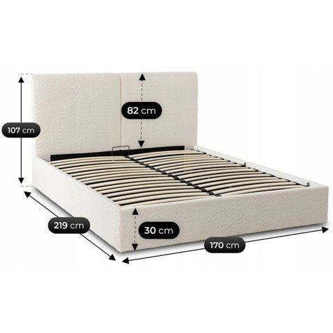 Кровать двуспальная MEBEL ELITE MARSYLIA 160x200 см Кремовая Букле фотография