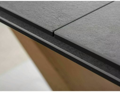 Стіл розкладний DOLCE Ceramic PIETRA DI SAVOIA Signal 180(240)x95 Світло Сірий Мат / Горіх фотографія