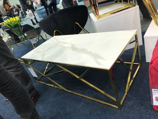 Журнальный столик Escada A II Signal 120x60 Белый Эффект Мрамора / Золото фотография