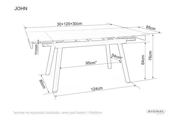 Стол Раскладной JOHN 120(180)x85 Signal Белый Мрамор / Черный Мат фотография