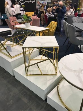 Журнальний столик ESCADA B II Signal 55x55 Білий Ефект Мармуру / Золото фотографія