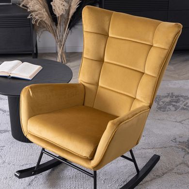 Крісло-гойдалка оксамитове MEBEL ELITE JACKSON Velvet Гірчичний фотографія