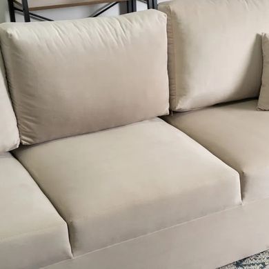 Диван 3-х місний оксамитовий MEBEL ELITE NICOLO Velvet 238 см Бежевий фотографія