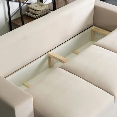 Диван 3-х місний оксамитовий MEBEL ELITE NICOLO Velvet 238 см Бежевий фотографія