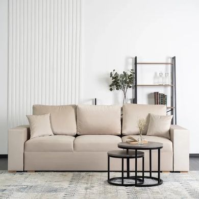 Диван 3-х місний оксамитовий MEBEL ELITE NICOLO Velvet 238 см Бежевий фотографія
