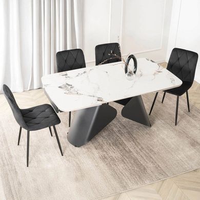 Стіл розкладний MEBEL ELITE VERONA 160(240)х90 см Білий мармур/чорний фотографія