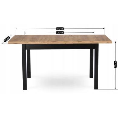 Стіл розкладний MEBEL ELITE SKUBI 120(160)х75 см Дуб крафт фотографія