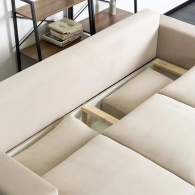 Диван 3-х місний оксамитовий MEBEL ELITE NICOLO Velvet 238 см Бежевий фотографія