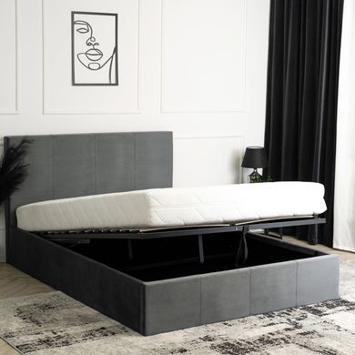 Ліжко двоспальне оксамитове MEBEL ELITE MELIA Velvet 160x200 Сірий фотографія