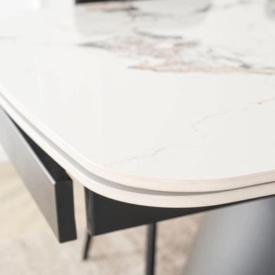 Стіл розкладний MEBEL ELITE VERONA 160(240)х90 см Білий мармур/чорний фотографія