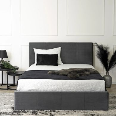 Ліжко двоспальне оксамитове MEBEL ELITE MELIA Velvet 140x200 Темно Сірий фотографія