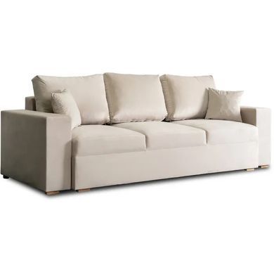 Диван 3-х місний оксамитовий MEBEL ELITE NICOLO Velvet 238 см Бежевий фотографія