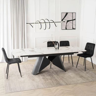 Стіл розкладний MEBEL ELITE VERONA 160(240)х90 см Білий мармур/чорний фотографія