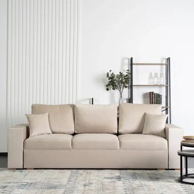 Диван 3-х місний оксамитовий MEBEL ELITE NICOLO Velvet 238 см Бежевий фотографія