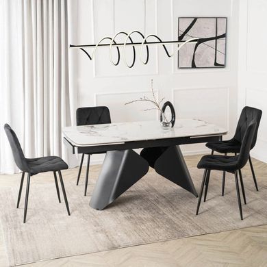 Стіл розкладний MEBEL ELITE VERONA 160(240)х90 см Білий мармур/чорний фотографія
