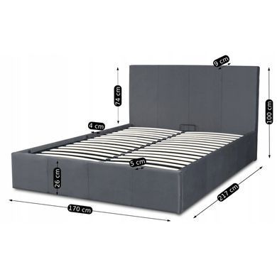 Ліжко двоспальне оксамитове MEBEL ELITE MELIA Velvet 160x200 Сірий фотографія