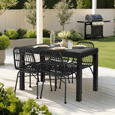 Комплект садових меблів MEBEL ELITE стіл FARGO + 4 стільці WALDI Чорний