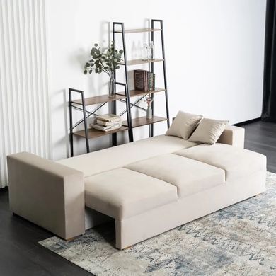 Диван 3-х місний оксамитовий MEBEL ELITE NICOLO Velvet 238 см Бежевий фотографія
