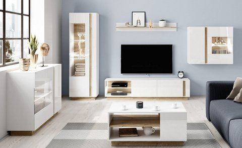 Стінка Perfect Home Арко / Arco A Білий глянець/дуб грандсон фотографія