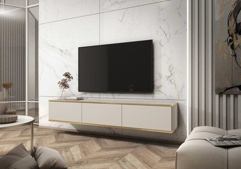 Тумба під телевізор навісна Perfect Home Оро / Oro 3-дверна RTV175 Бежевий фотографія