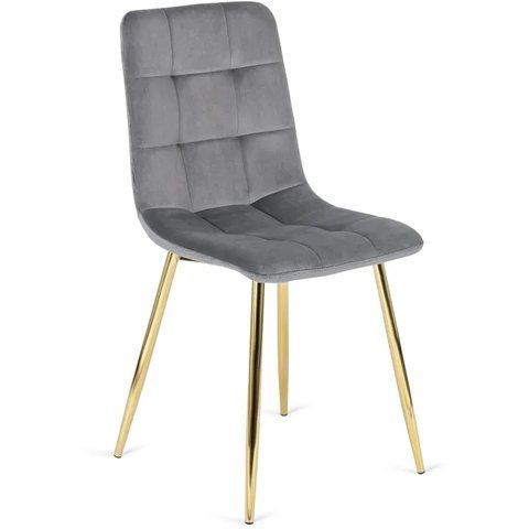 Стул бархатный MEBEL ELITE YORK Velvet, Серый / Золотой фотография