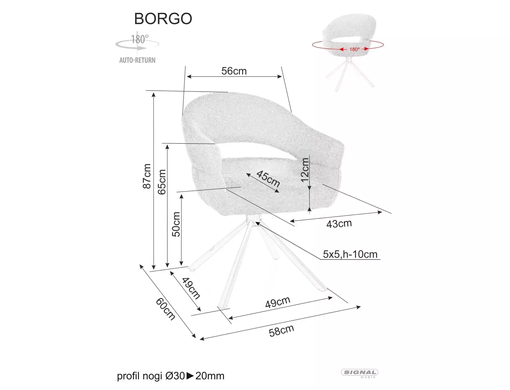 Крісло обертове BORGO LEO Signal Світлий беж фотографія