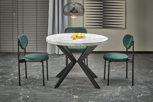 Стол раскладной PERONI Halmar 100(250)х100 Белый Мрамор / Черный фотография