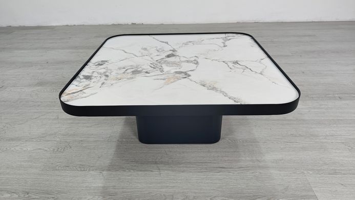 Журнальний столик MICHIGAN Intarsio 80x80 Білий Глянець Ефект Мармуру / Чорний фотографія