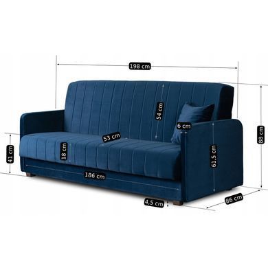 Диван розкладний MEBEL ELITE PORTO 198 см Синій фотографія