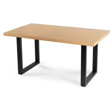 Комплект стіл MEBEL ELITE EDWIN 160(260)х90 см Дуб Золотий / Чорний +6 стільці IRYS Чорний фотографія