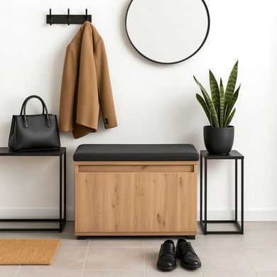 Тумба для обуви MEBEL ELITEM PRATO 80 Дуб Артизан/графит фотография